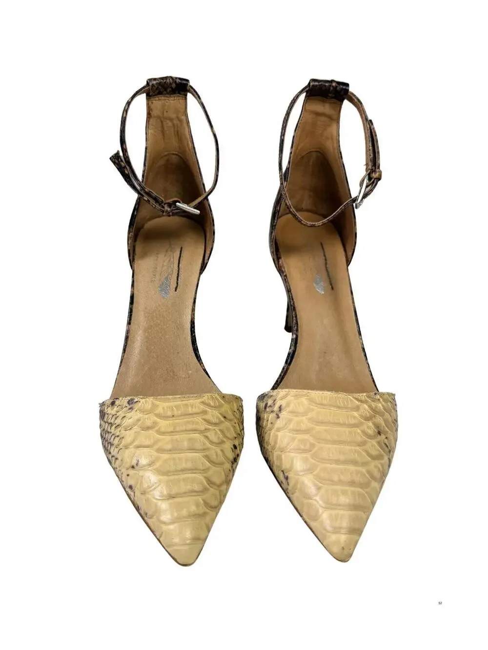 Free People Snakeskin Ankle Strap Heels Size 6.5 Pointed Toe Pumps